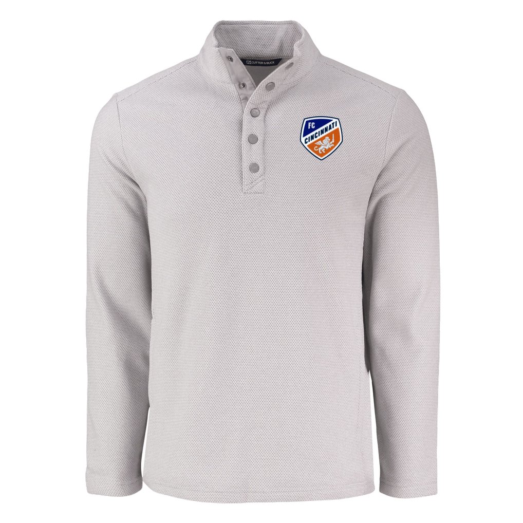  FC Cincinnati Cutter & Buck Hunts Point Eco Textured Fleece Recycled Quarter-Snap Pullover - Gray